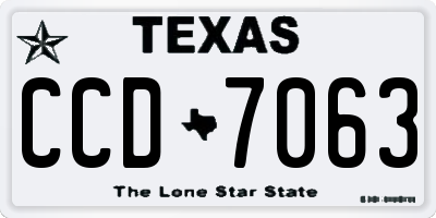 TX license plate CCD7063