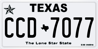 TX license plate CCD7077