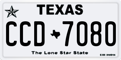 TX license plate CCD7080