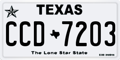 TX license plate CCD7203