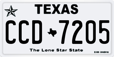 TX license plate CCD7205