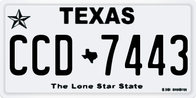 TX license plate CCD7443
