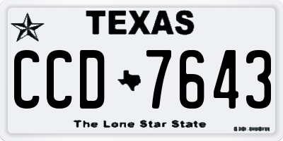 TX license plate CCD7643