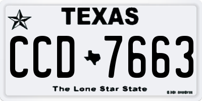 TX license plate CCD7663