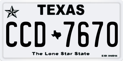 TX license plate CCD7670