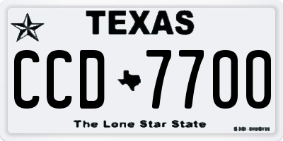 TX license plate CCD7700