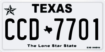 TX license plate CCD7701