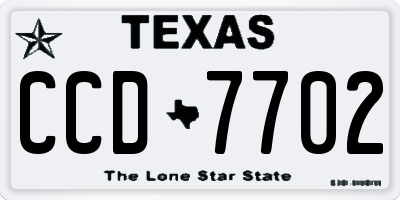 TX license plate CCD7702