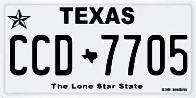 TX license plate CCD7705