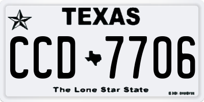 TX license plate CCD7706