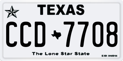 TX license plate CCD7708