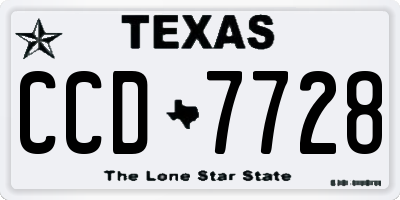 TX license plate CCD7728