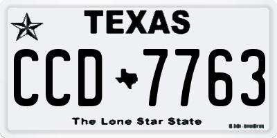 TX license plate CCD7763