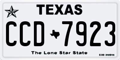 TX license plate CCD7923