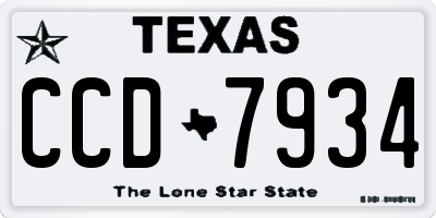 TX license plate CCD7934