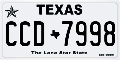 TX license plate CCD7998