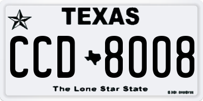 TX license plate CCD8008