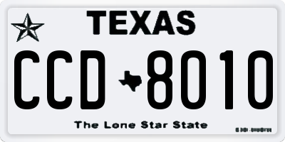 TX license plate CCD8010