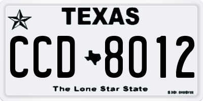 TX license plate CCD8012