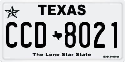TX license plate CCD8021