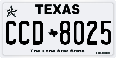 TX license plate CCD8025