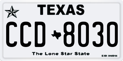 TX license plate CCD8030