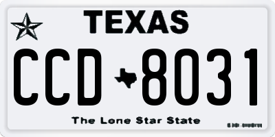TX license plate CCD8031