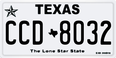 TX license plate CCD8032