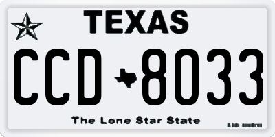 TX license plate CCD8033