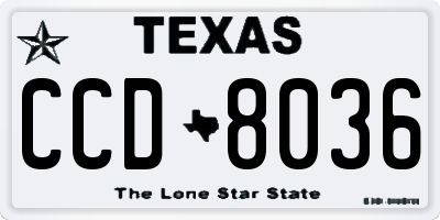 TX license plate CCD8036