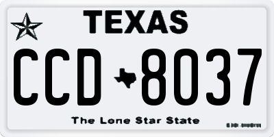 TX license plate CCD8037