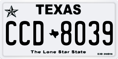 TX license plate CCD8039