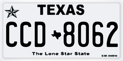 TX license plate CCD8062