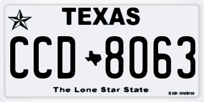 TX license plate CCD8063