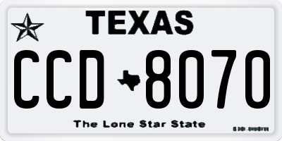 TX license plate CCD8070
