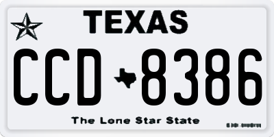 TX license plate CCD8386