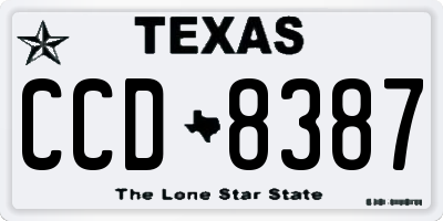 TX license plate CCD8387