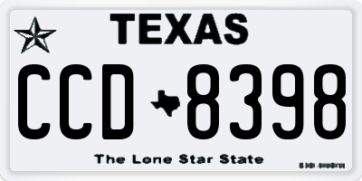 TX license plate CCD8398
