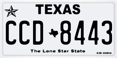 TX license plate CCD8443