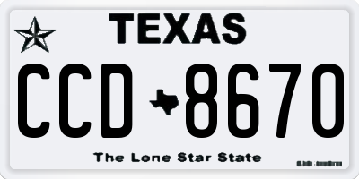 TX license plate CCD8670