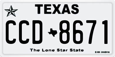 TX license plate CCD8671