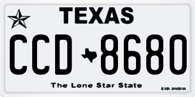 TX license plate CCD8680