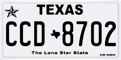 TX license plate CCD8702