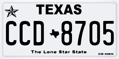 TX license plate CCD8705