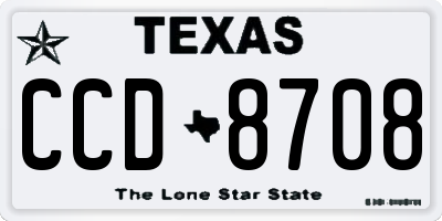 TX license plate CCD8708