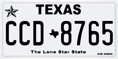 TX license plate CCD8765
