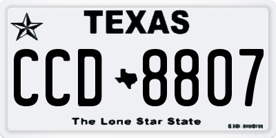 TX license plate CCD8807