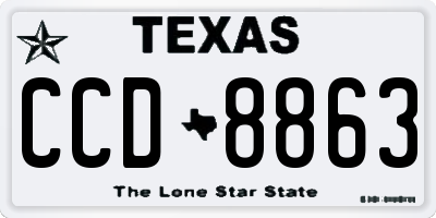 TX license plate CCD8863