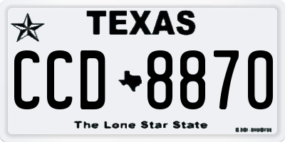 TX license plate CCD8870