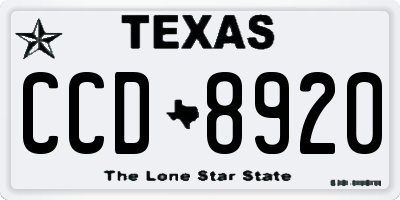 TX license plate CCD8920